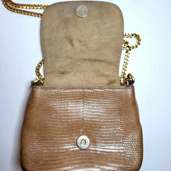 GUCCI GG vintage brown lizard small mini flap shoulder crossbody bag cha… - Picture 6 of 12